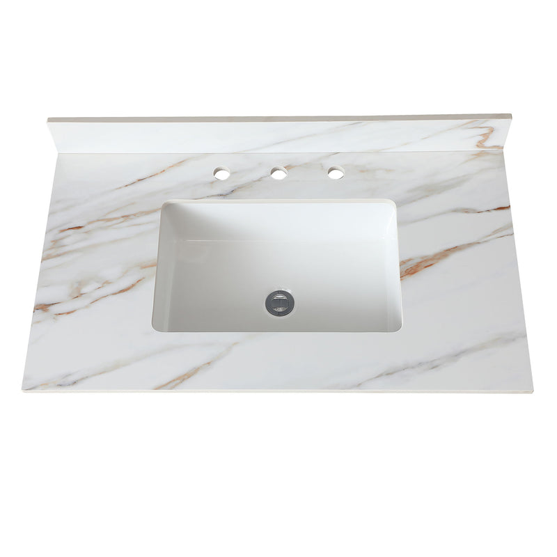 Vanity Top With Undermount Sink And Backsplash, Sintered Stone