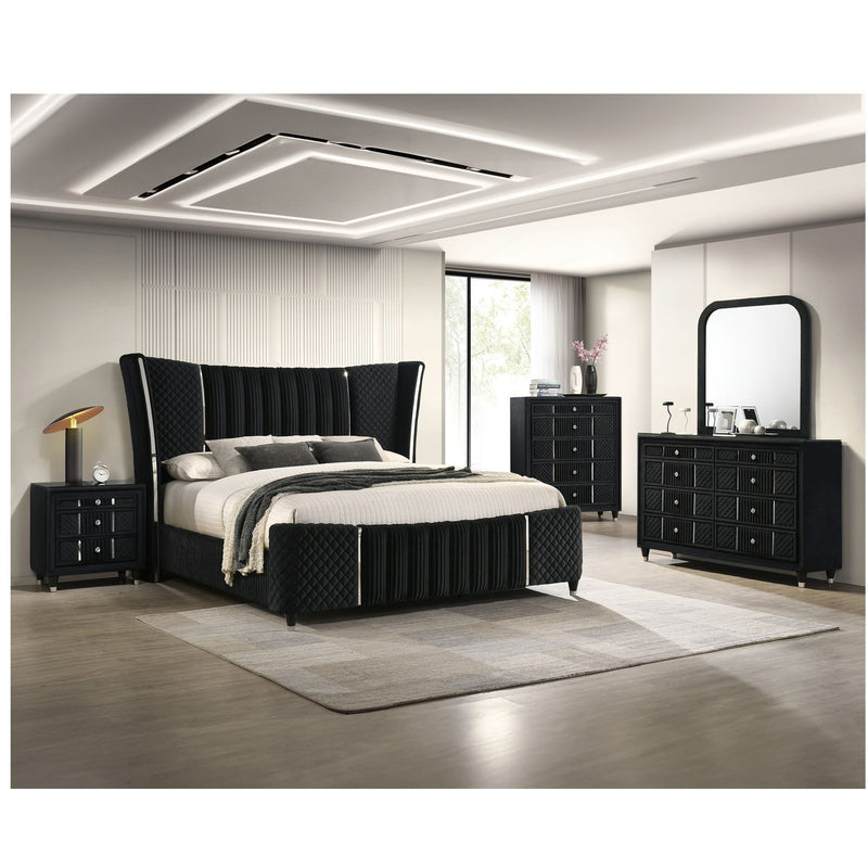 1 Piece Tall Chest Upholstery Textured - Black