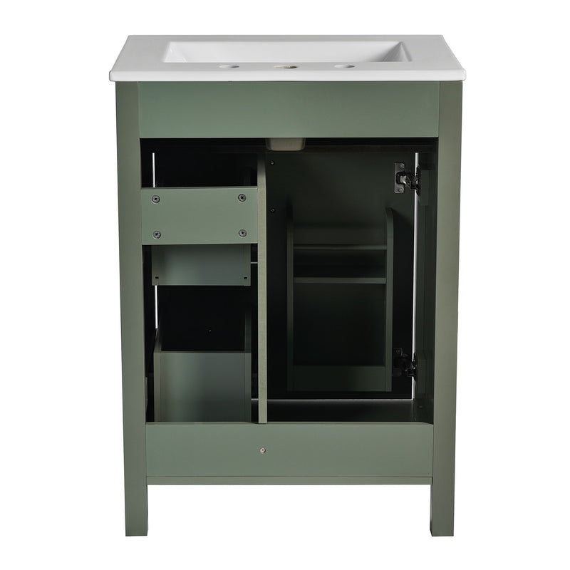 Elegant Bathroom Vanity With Ceramic Sink, Soft Close Doors And Drawers, Double Storage Racks