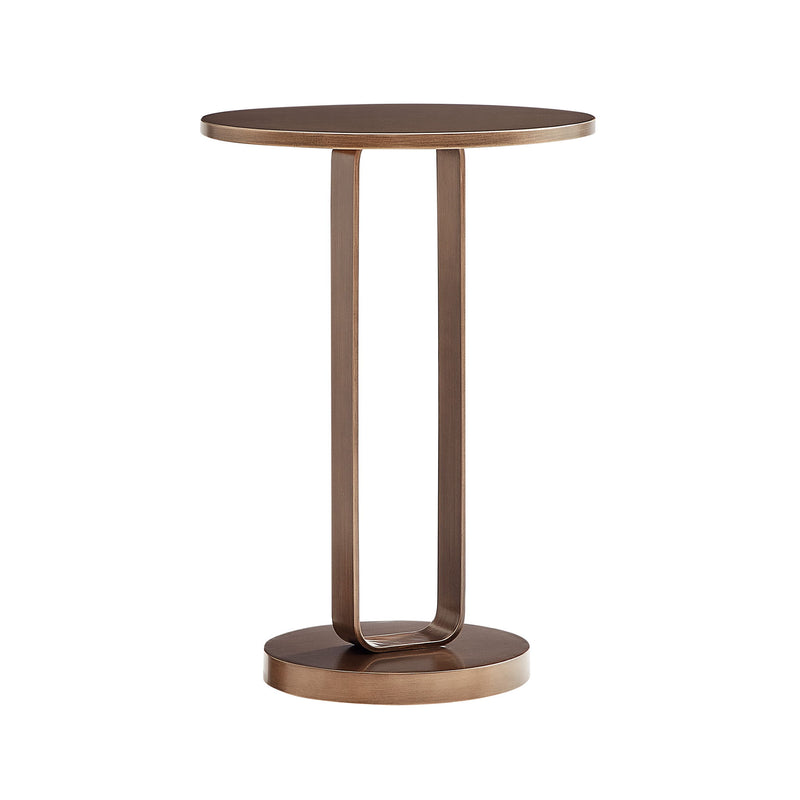 Tareel - Round Accent Table With Open Oval Pedestal - Antique Bronze