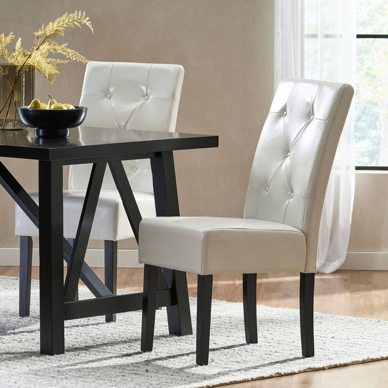 Carter - 5 Tuft Dining Chair With Button Tufted Backrest And Espresso Legs - Ivory