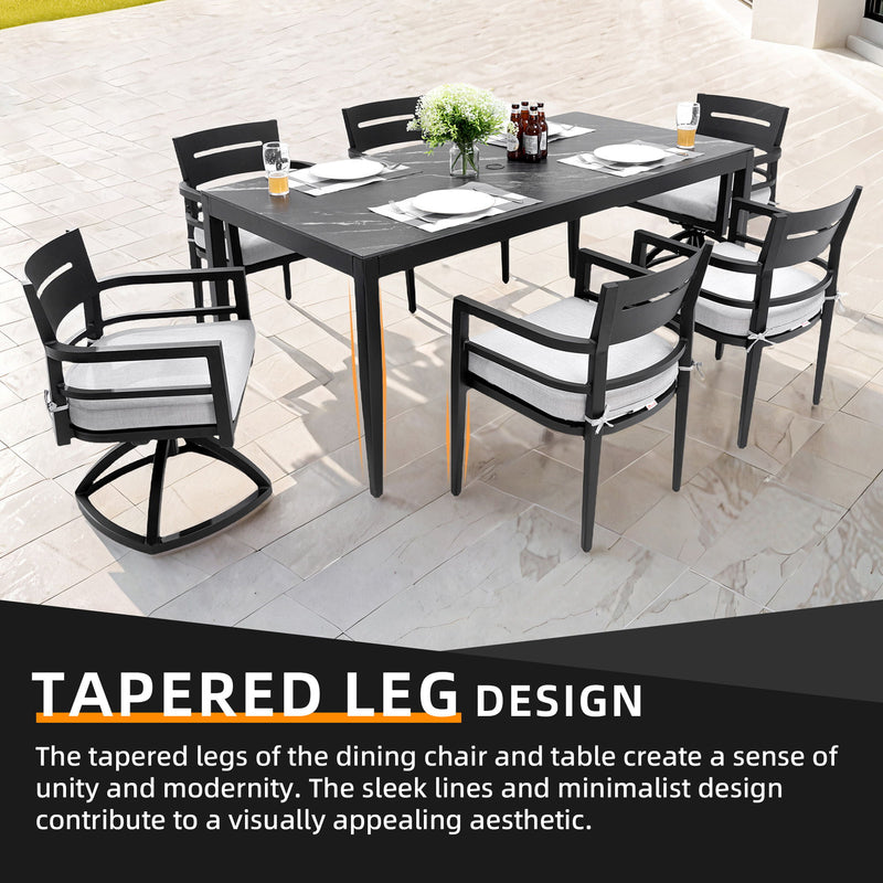 Modern Outdoor Patio Dining Set With Table And Chairs With Sunbrella Cushions