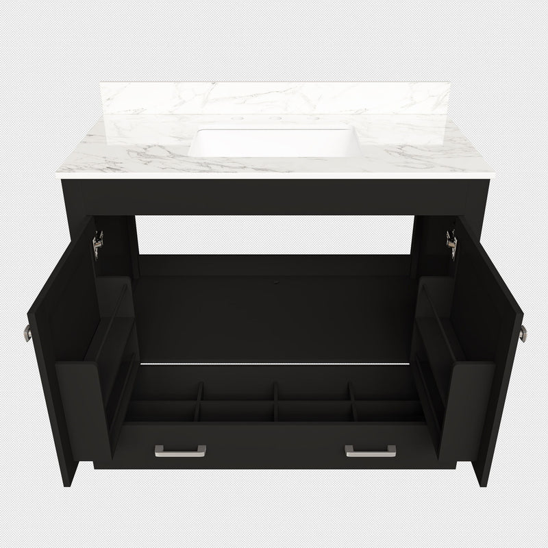Bathroom Vanity Set, Sink And Faucet Holes Included - Black
