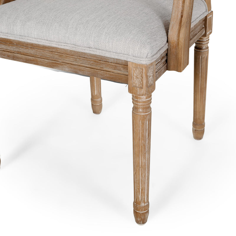 Elegant French Country Style Dining Chair With Cane Backrest