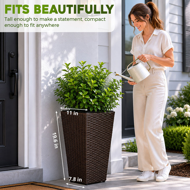 Solhome - Indoor / Outdoor Decorative Planter With Removable Insert (Set of 2) - Brown Ebony