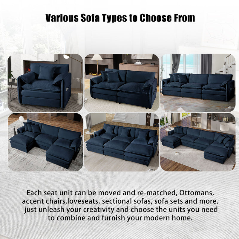 Oversized Chair With Movable Ottoman, Soft Upholstered Lounge Chair