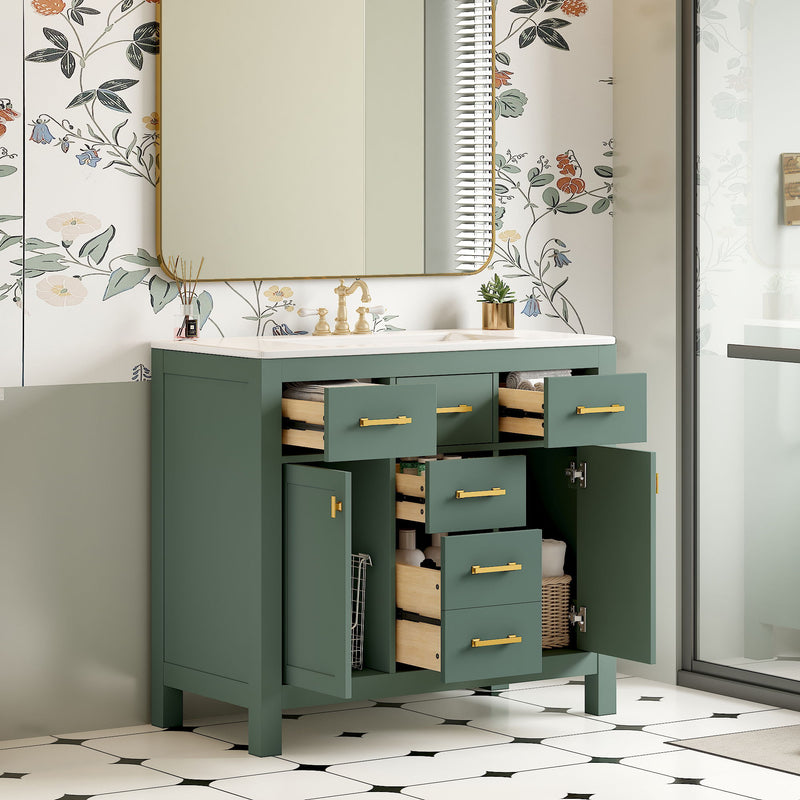 Bathroom Vanity With Sink Combo Set, Modern Bathroom Cabinet With 4 Drawers