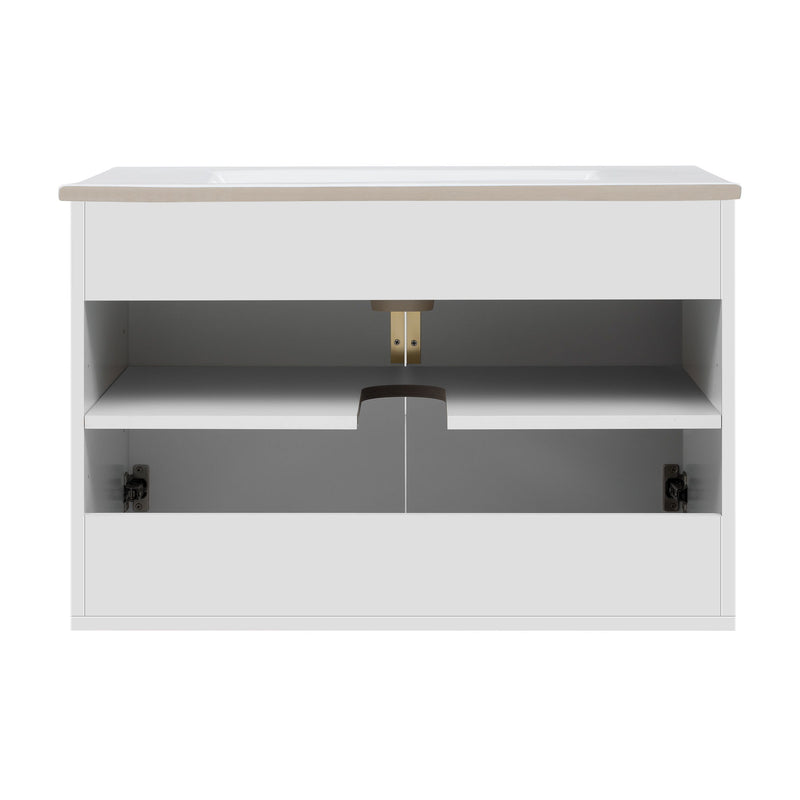 Bathroom Vanity With Sink, Rectangular Storage Cabinet With 2 Soft Closing Doors
