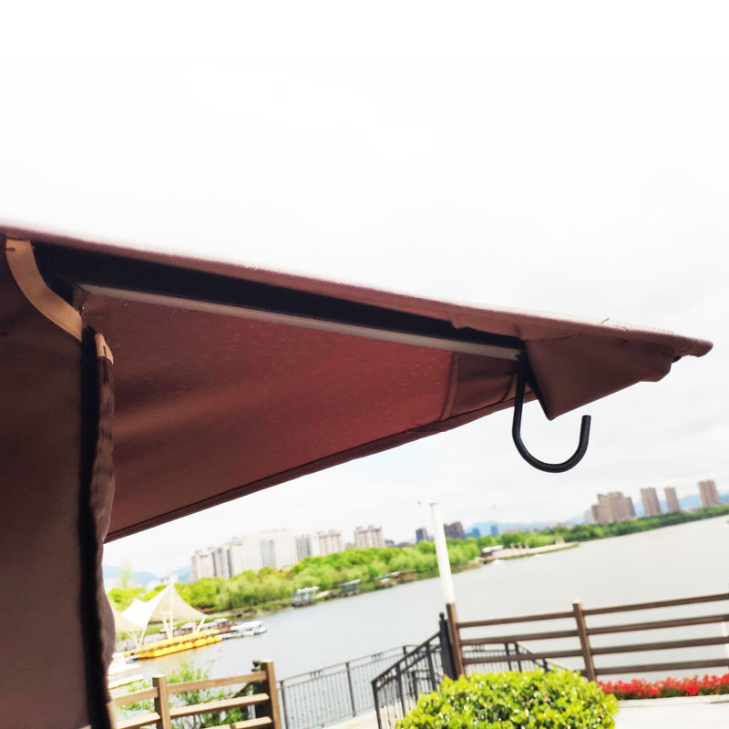 Patio Gazebo Tent With Ventilated Double Roof And Mosquito Net For Backyard Or Garden