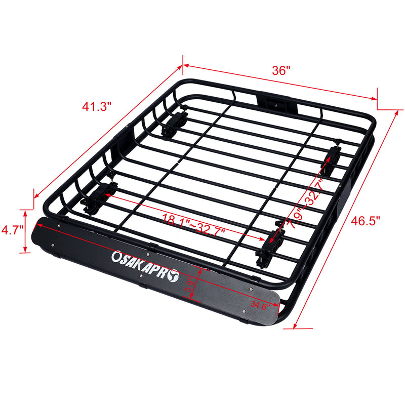 Motoring Rooftop Cargo Carrier Basket Steel, Universal Fit Roof Rack