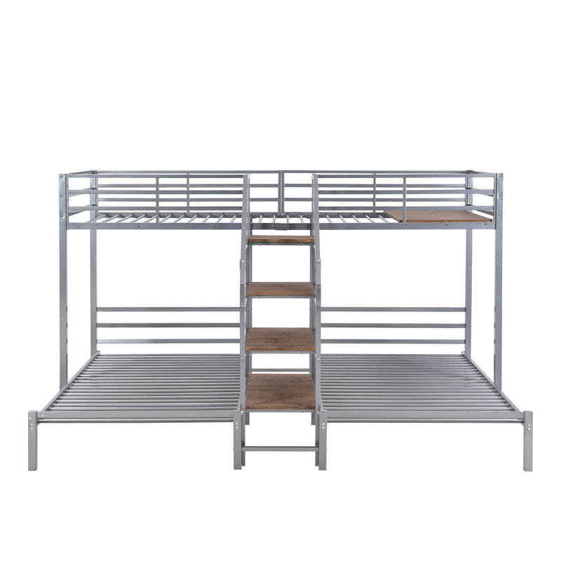 Metal Bunk Bed With Storage Shelves Staircase