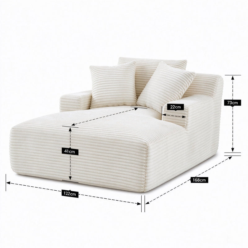 Cloudline - Oversized Chaise Lounge, Modern Comfy Couch With Full Foam Cushioning, Cozy Sleeper Sofabed