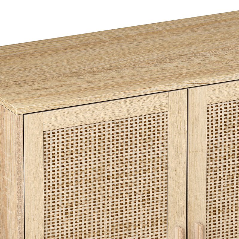 Elegant And Functional 4 Door Rattan Decorative Storage Cabinet