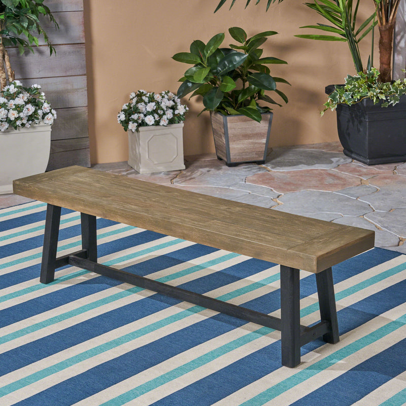 Cloud - Outdoor Bench With Acacia Wood Frame And Slat Panel Design