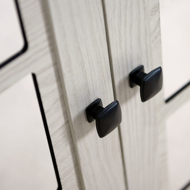 Storage Cabinet With 3 Mirrored Acrylic Doors, Adjustable Shelves