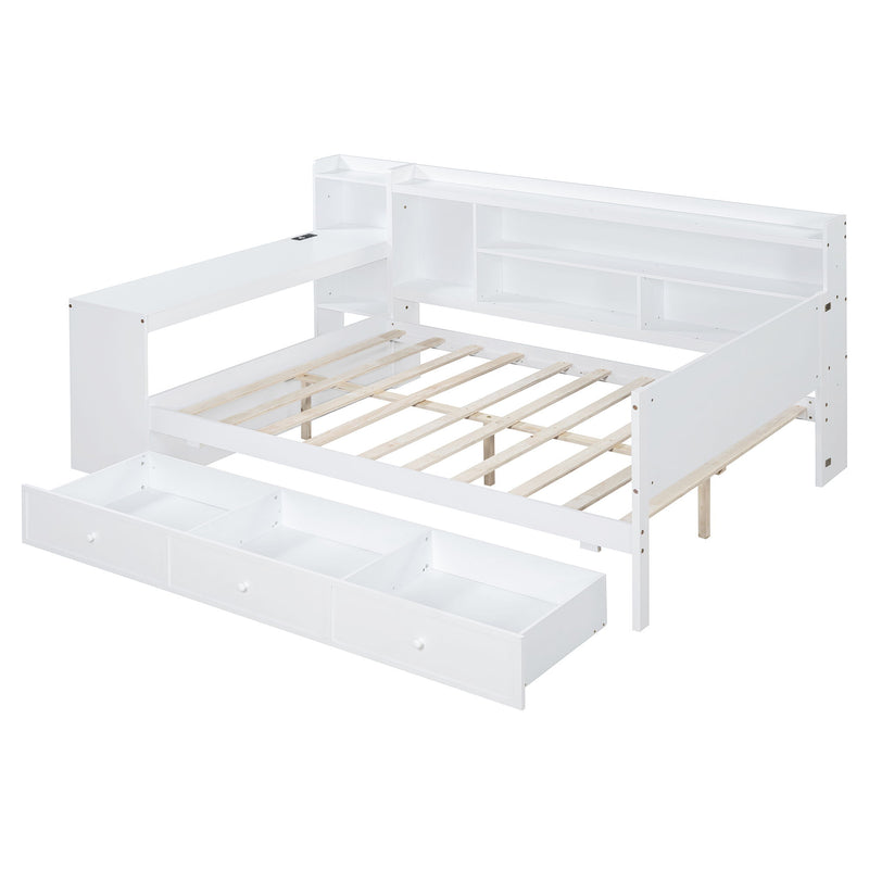 Daybed With 3 Drawers USB Ports And Desk
