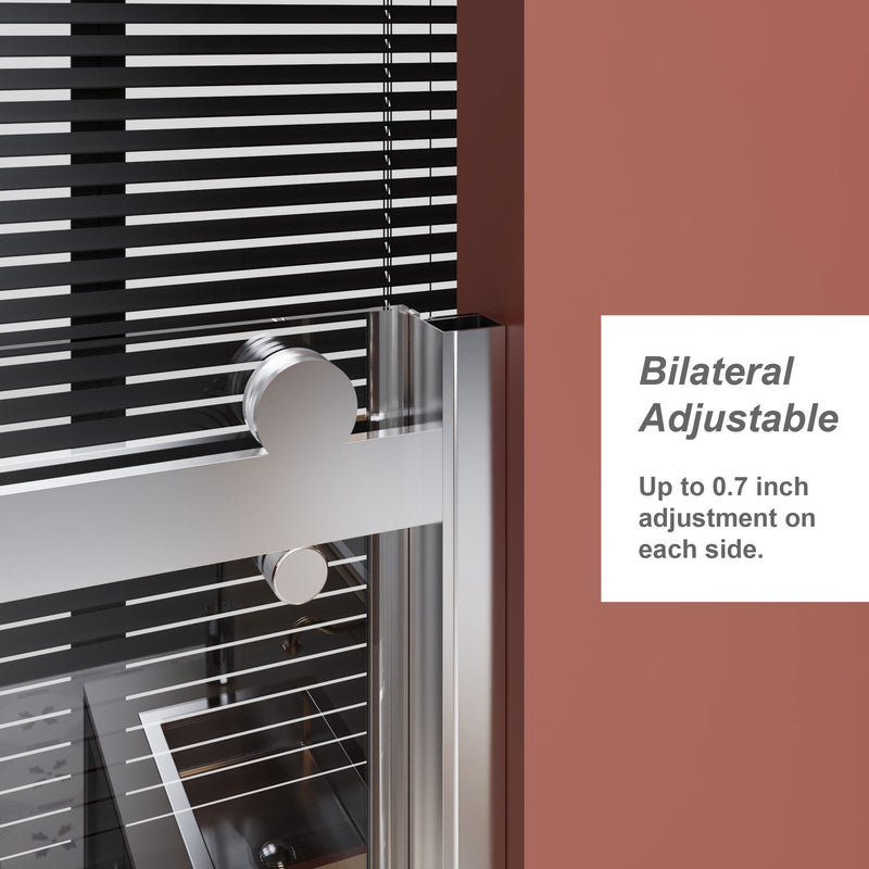 Frameless Shower Door Single Sliding, Adjustable Zinc Roller Rail - Chrome