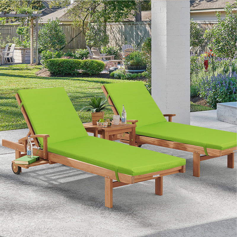 2 Piece Outdoor Chaise Lounge Chair Cushion Set With Pillow, Replacement Patio Seat Cushions - Apple Green