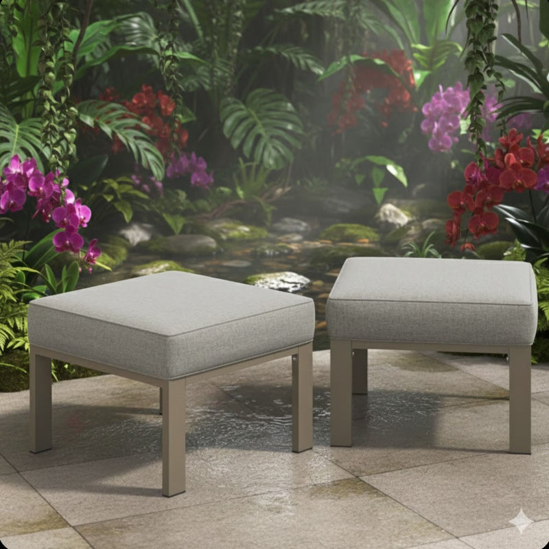 All-Weather Patio Ottomans With Thick Cushions (Set of 2)