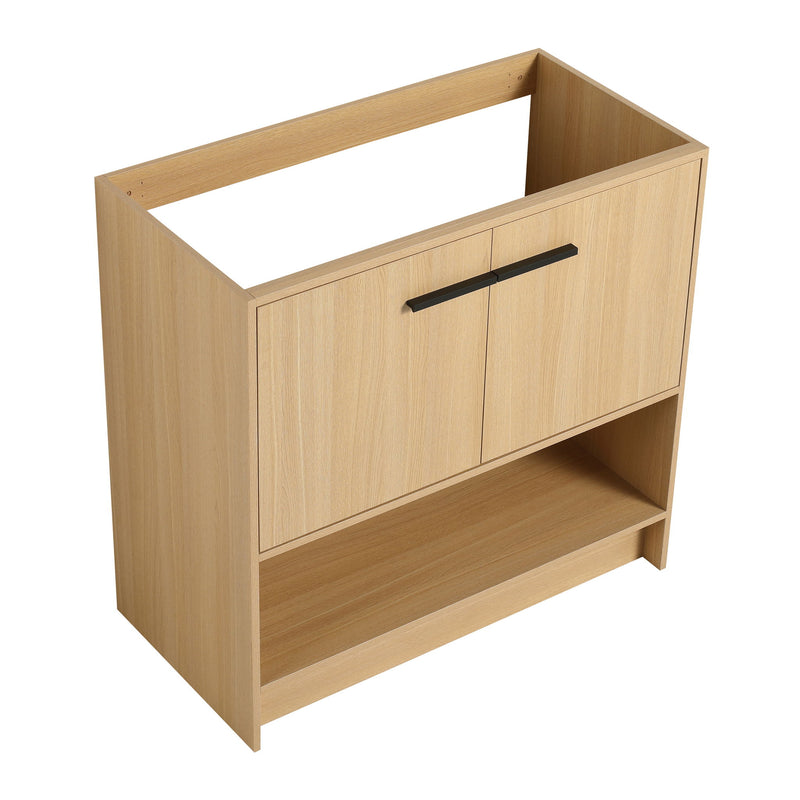 Modern Bathroom Vanity With Ceramic Sink, Freestanding Cabinet, Soft Closing Doors