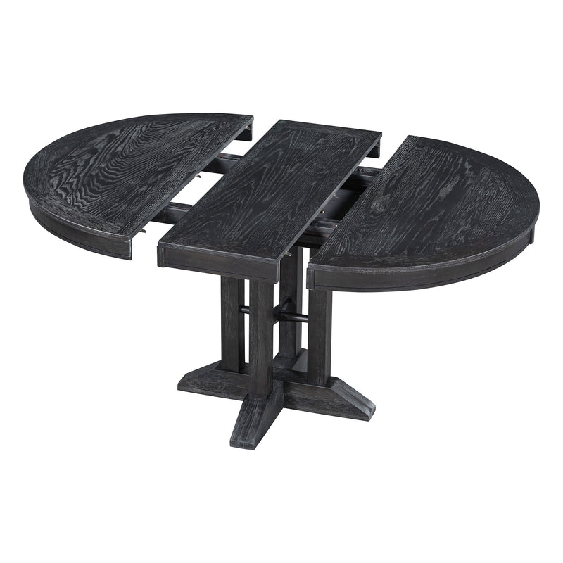 Dining Set & Extendable Round Table And 4 Upholstered Chairs