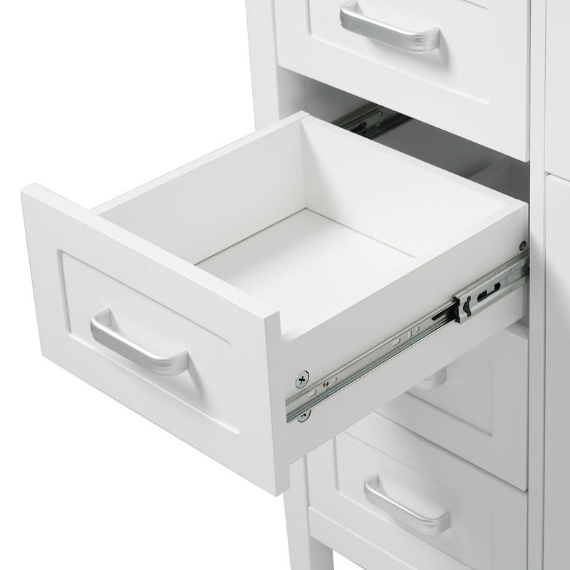 Bathroom Vanity With Sink, 2 Doors 8 Drawers, Soft Close System, Classic Design