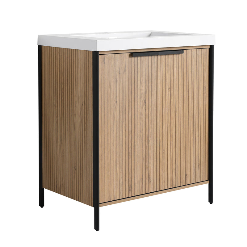 Modern Freestanding Bathroom Vanity With Resin Sink & Soft Close Cabinet Doors