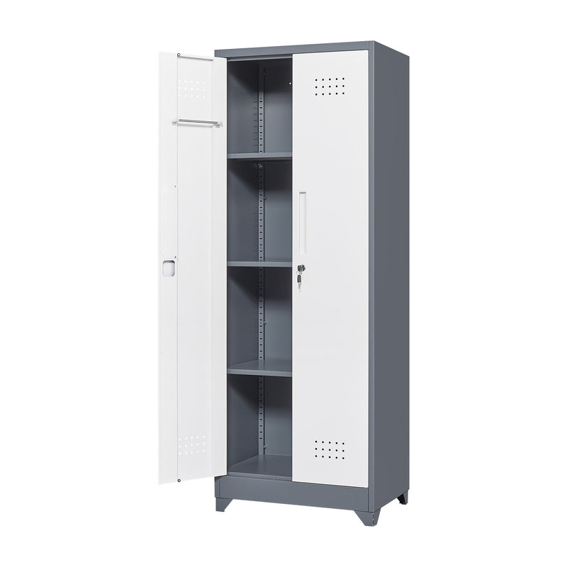 Lockers With Locking Doors, Adjustable Shelves, High Broom Tool Storage Cabinet