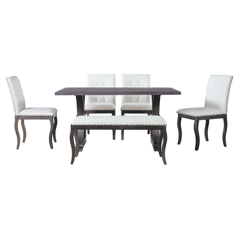 Dining Set With Bench, 6 Piece