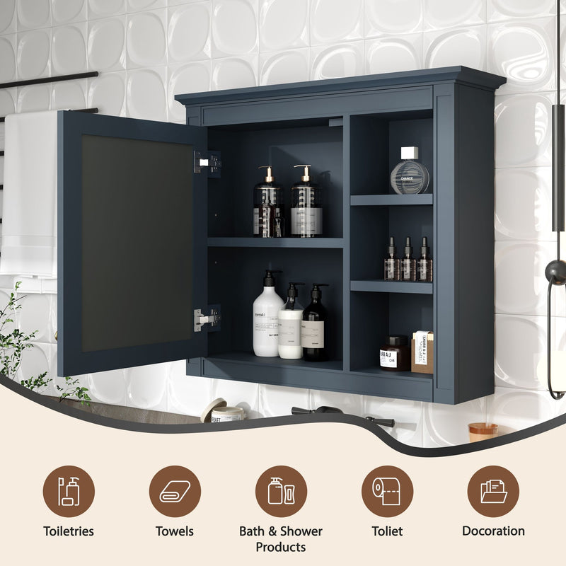 Wall Mounted Medicine Cabinet With Mirror And 3 Open Shelves