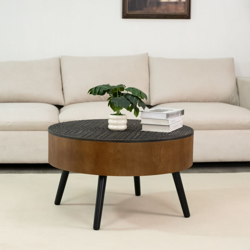 Round Coffee Table With Storage Function For Living Rooms