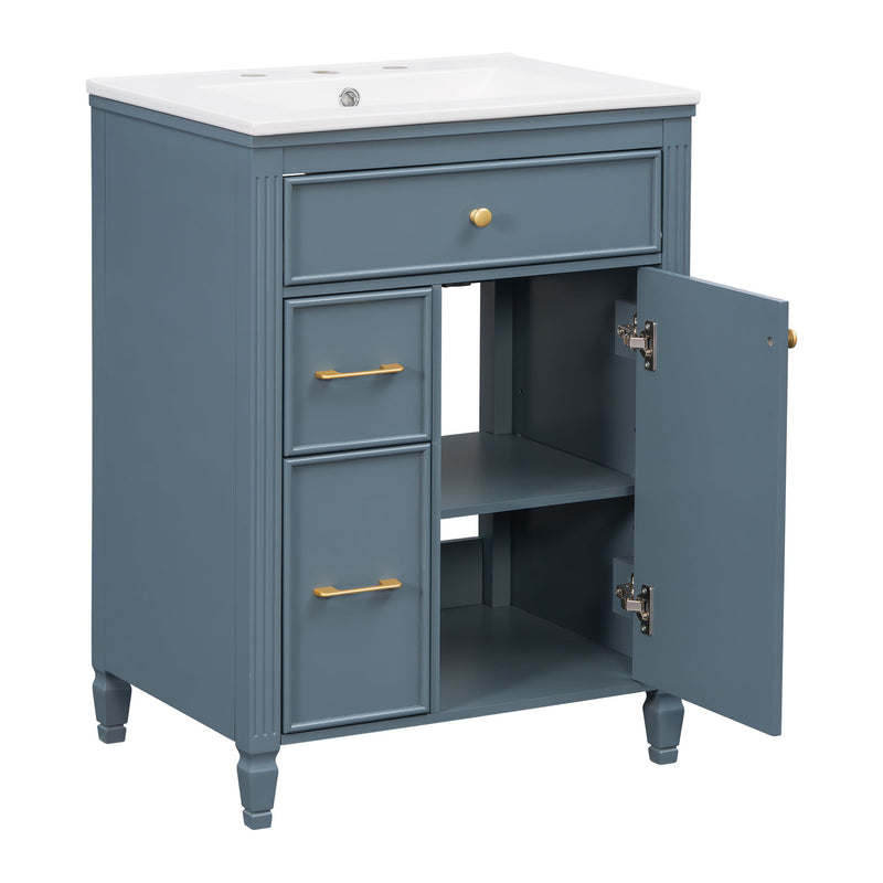 Freestanding Bathroom Vanity With Sink, Soft Close Door, Tip Out Drawer