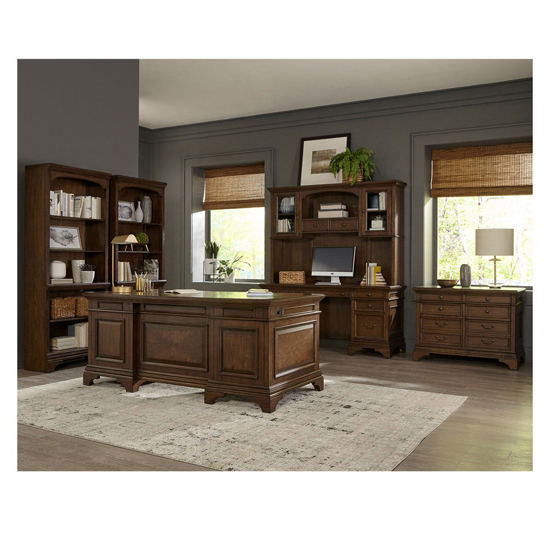 Stigham - 5 Drawer Credenza Office Desk - Oak