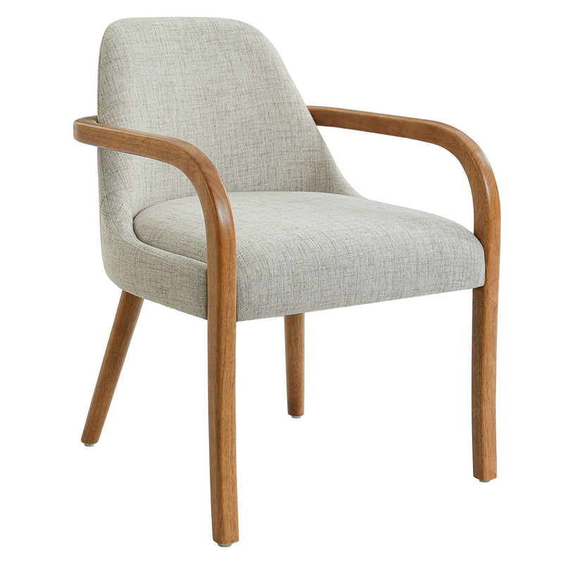 Dining Indoor Upholstered Armchairs (Set of 2) - Beige / Light Oak
