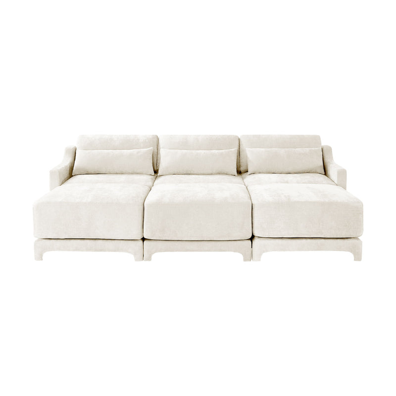 Stylish Sofa With Ottoman And Lumbar Pillows, Ergonomic Design