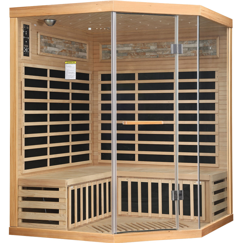Pentagonal Sauna Room With Carbon Heating Plates - American White Oak