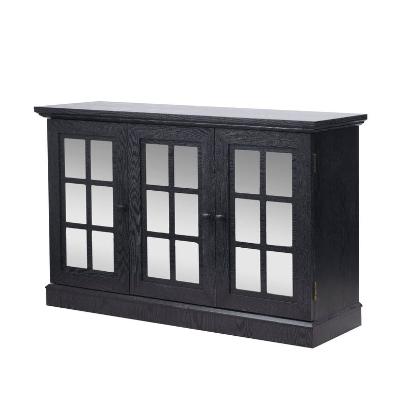 Storage Cabinet With 3 Mirrored Acrylic Doors, Adjustable Shelves
