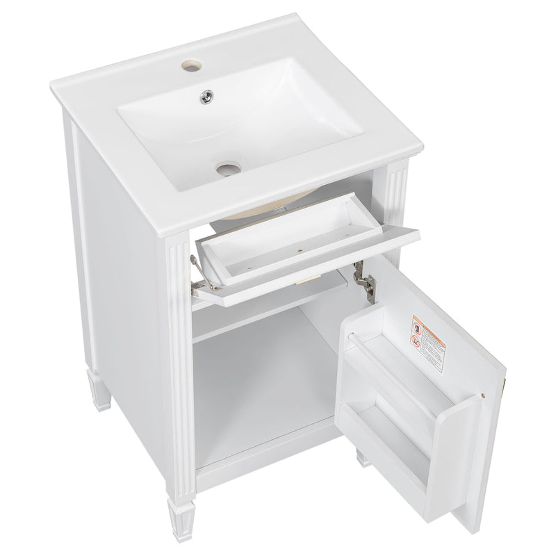 Bathroom Vanity With Sink, Adjustable Shelf, Tilt-Out Drawer