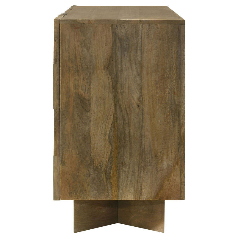 Roman - 3 Door Server With Chevron Design - Brown