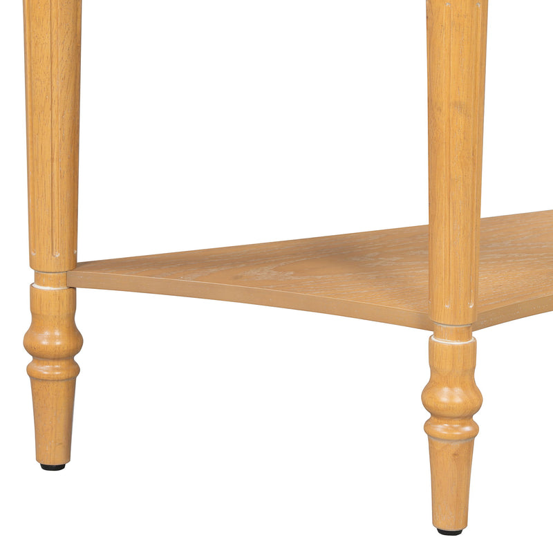 Half Moon Console Table With Drawer & Shelf