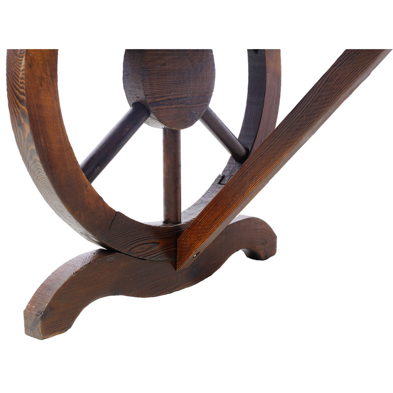 Rustic Wooden Bench With Wagon Wheel Legs For Garden And Patio - Brown