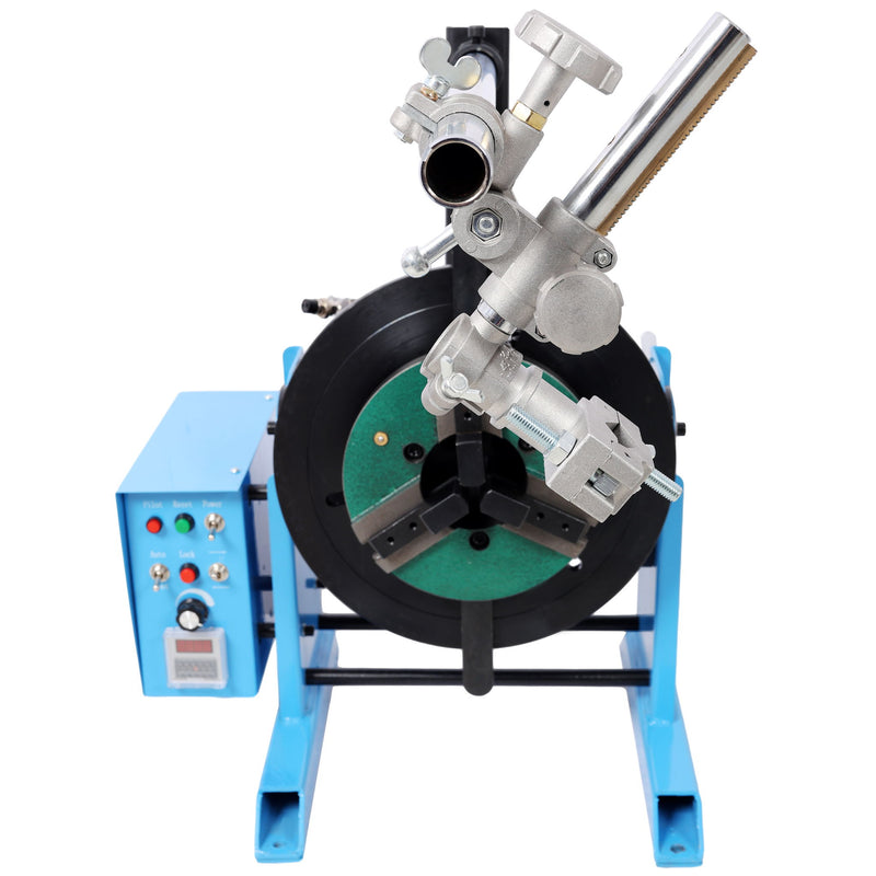 Heavy Duty Rotary Welding Positioner Turntable Table With Manual Tilt And 3 Jaw Lathe Chuck - Blue