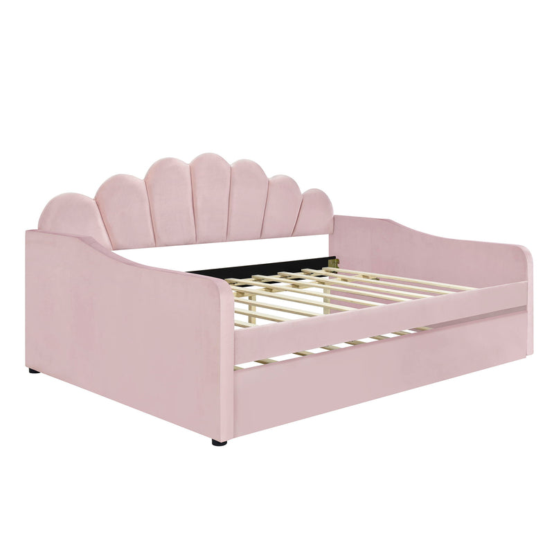 Upholstery Daybed Frame With Shell Shaped Backrest