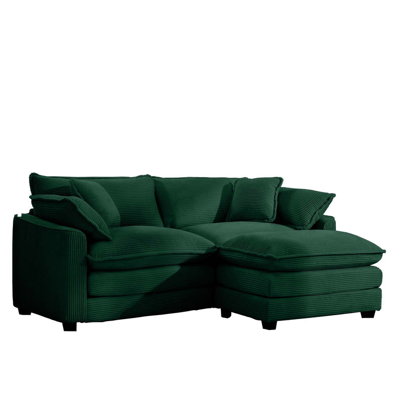 Modern Modular Cushion Sofa With Ottoman, Low Back, Deep Seating Sofa Set