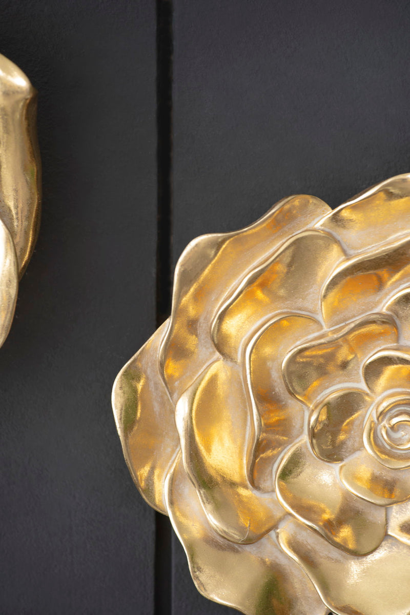 Rose Hanging Resin Wall Accents (Set of 2) - Gold