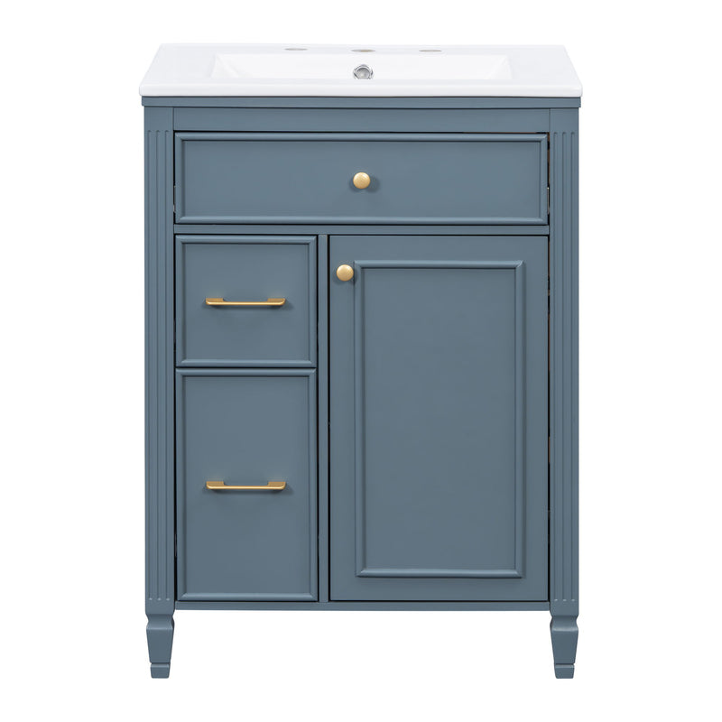 Freestanding Bathroom Vanity With Sink, Soft Close Door, Tip Out Drawer
