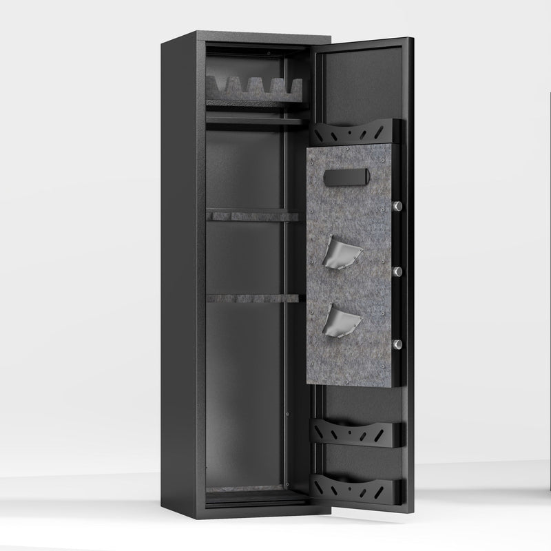 Rifle Safe, Biometric & Keypad Lock, Adjustable Gun Racks With Built In Alarm System