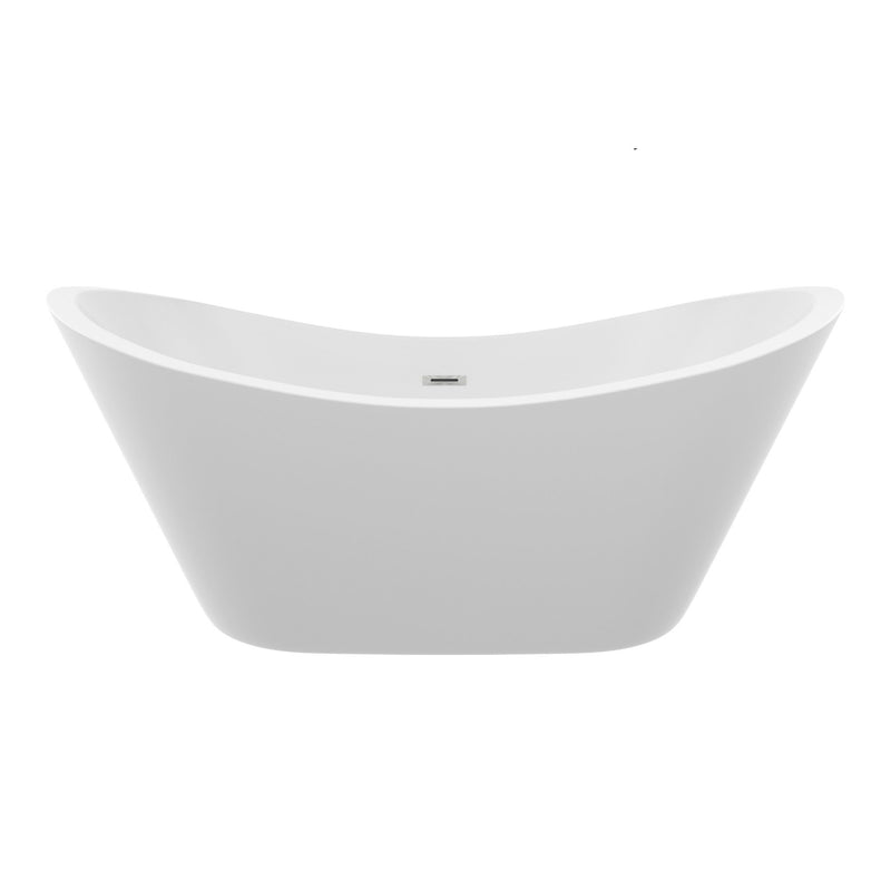 Glossy Freestanding Bathtub, Double Slipper Design, Deep Soaking Comfort