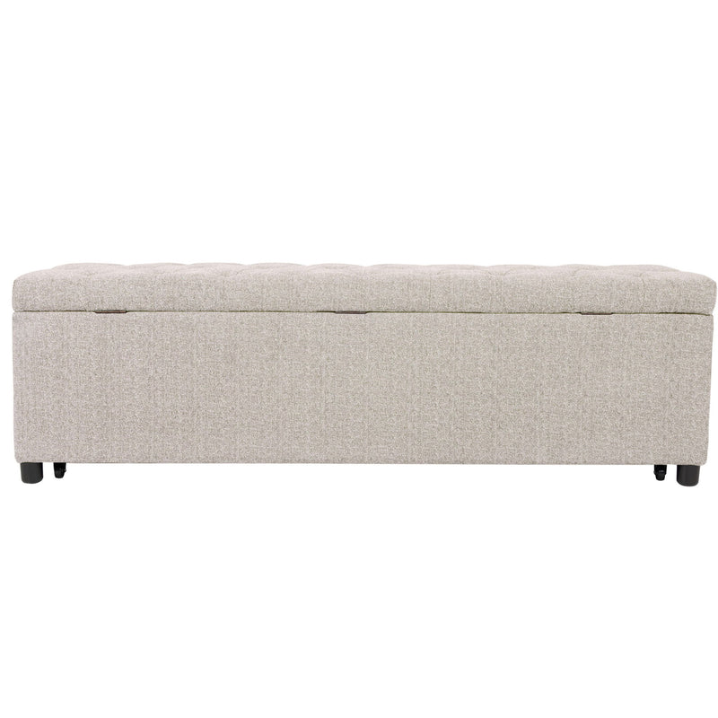 Storage Ottoman With Tufted Seat And Underseat Drawer