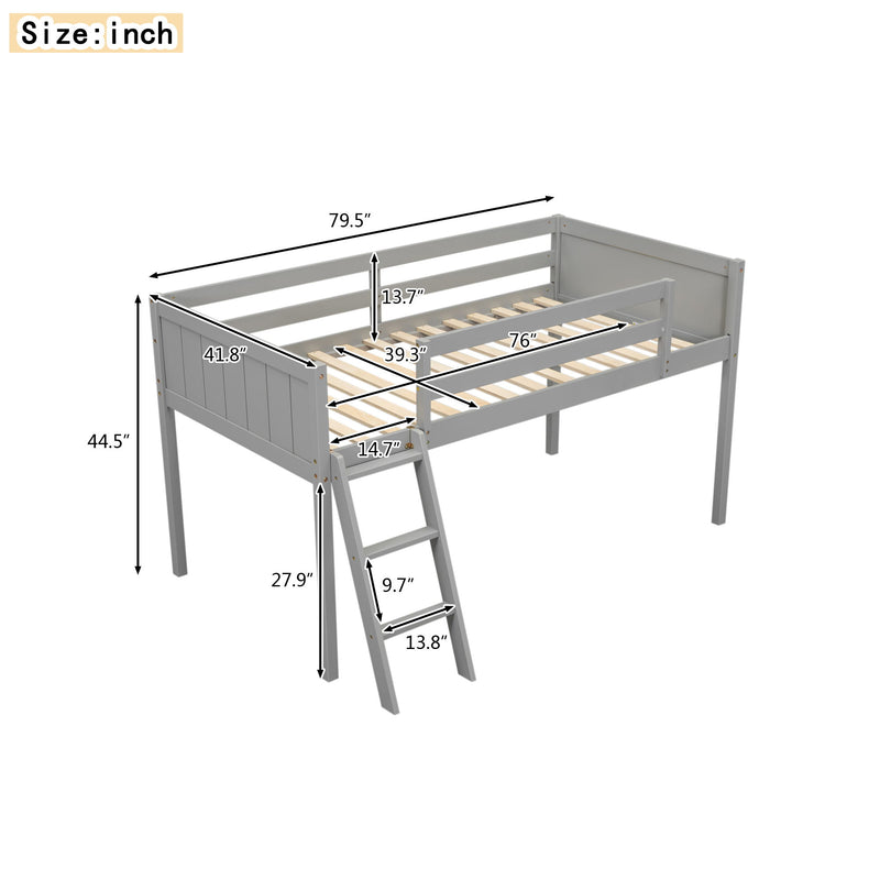 Low Loft Bed With Adjustable Ladder